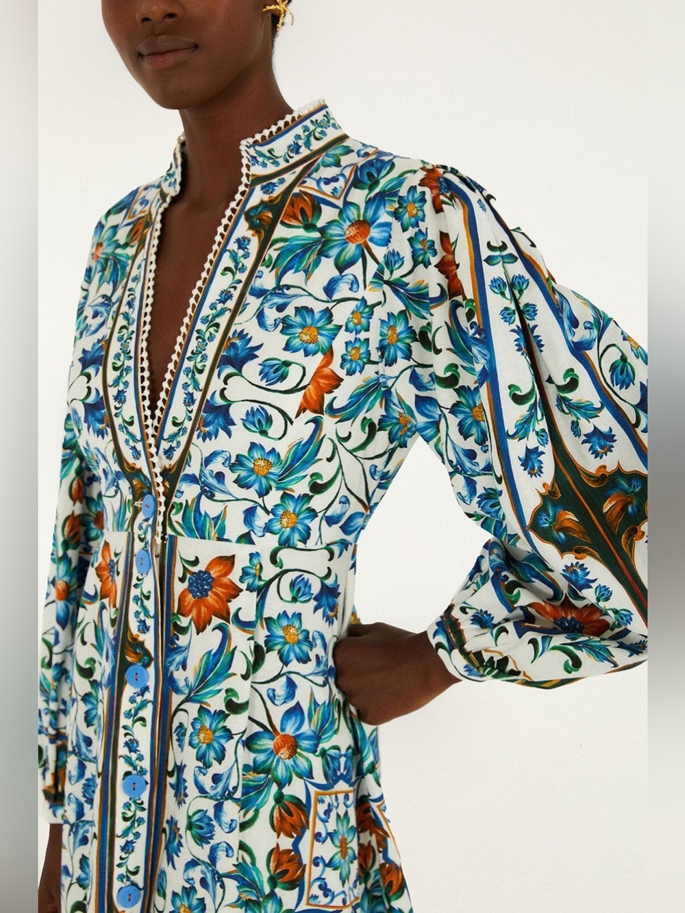 Farm Rio Off-White Flora Tile Maxi Dress - Picture 3 of 10